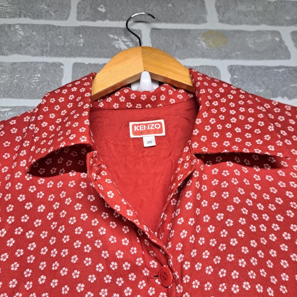 Kenzo Paris Womens Vintage 70s Sakura Flowers Button Midi‎ Dress Size 36 - Picture 5 of 15
